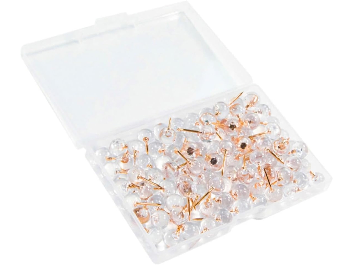 100 Tachinhas Transparentes De Plástico E Ferro Com Cabeça Esférica Para Escritório Artesanato, Multifuncionais E Com