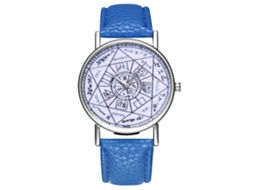 Relógio de pulso de quartzo para casais com pulseira de couro e mostrador azul safira elegante.