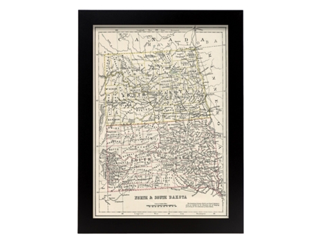 Cartazes Geográficos De NACNIC Em Estilo Vintage Mapa De Dakota Sur E Norte Ilustrações De Antigos Mapamundis A4 Com Estrutura De Cor De Madeira