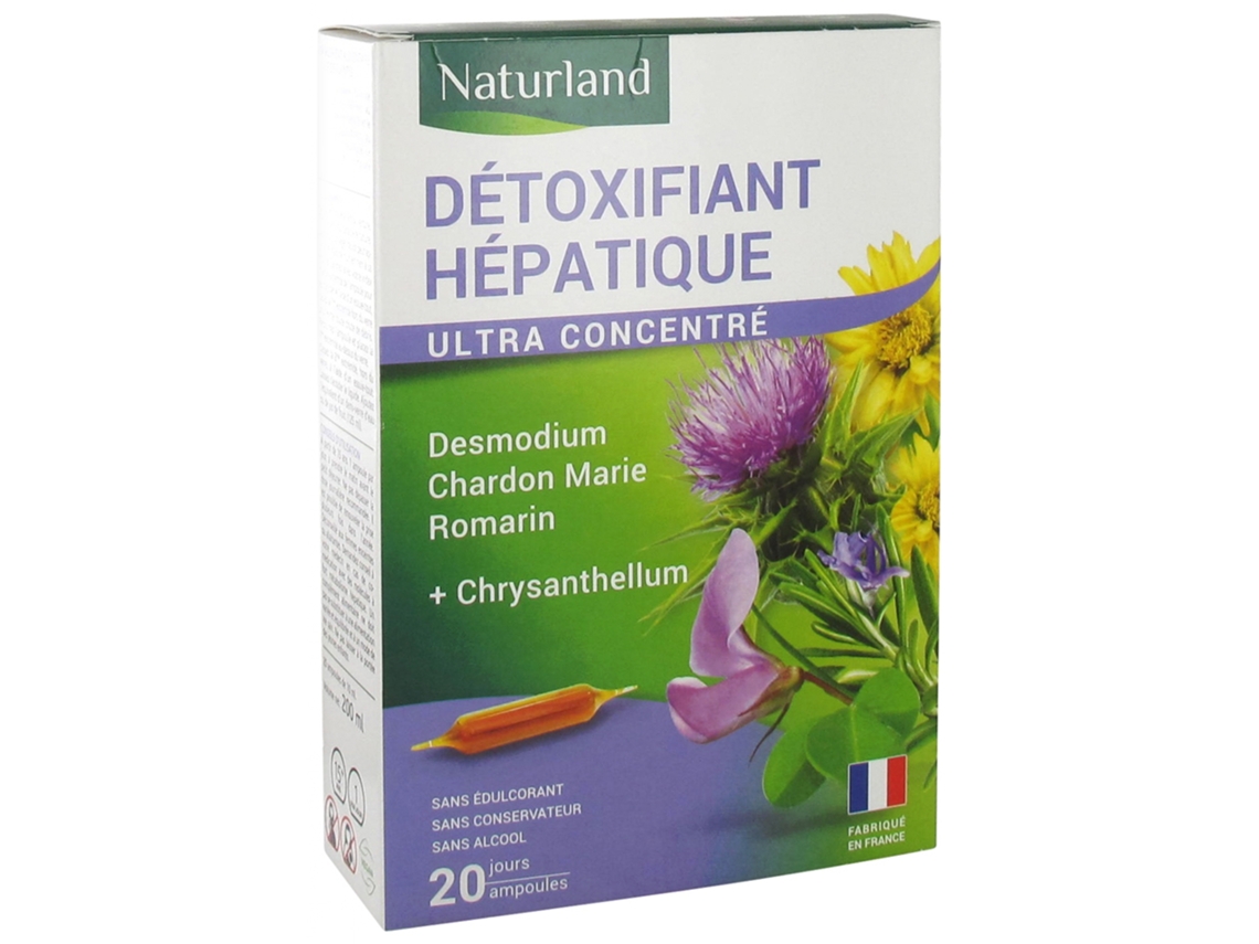 Desintoxicante de Fígado 20 Ampolas Bebíveis de 10 Ml NATURLAND