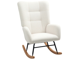 Cadeira De Balanço Confortável Com Estofamento Grosso Em Creme Para Decoração Aconchegante