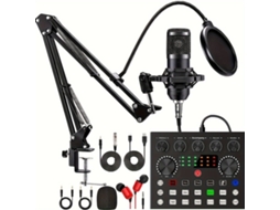 Conjunto De Microfone Para Podcast Bm800 Com Modificador De Voz V8s Para Canto Ao Vivo Em Podcasts Preto 