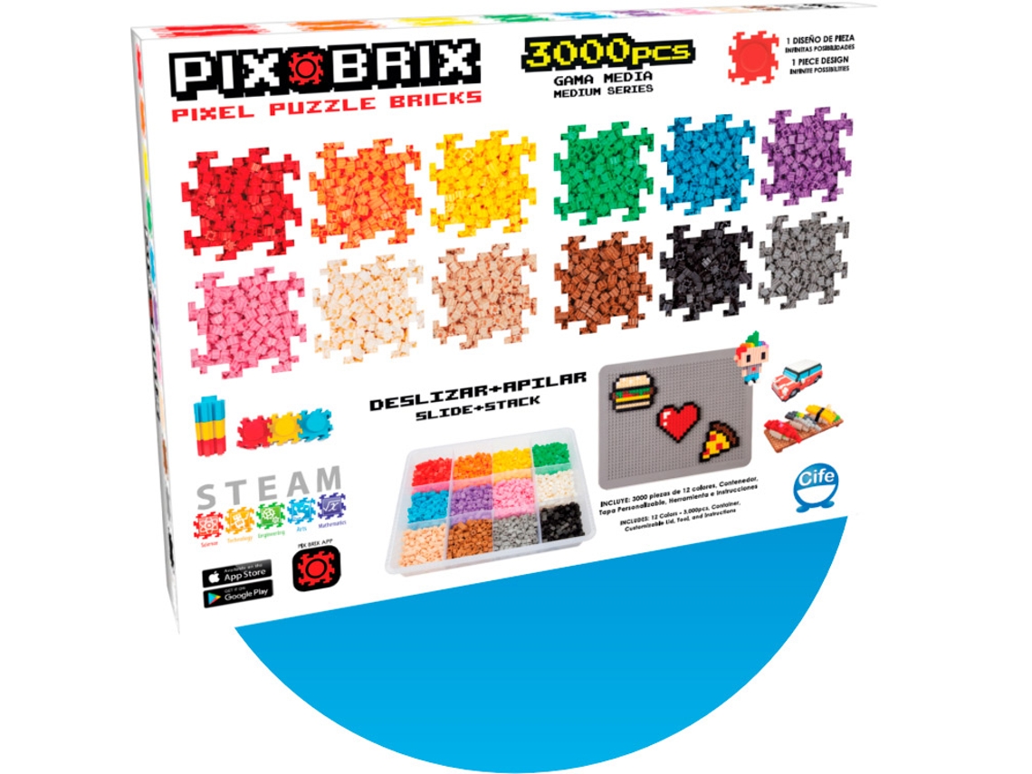 Blocos de Construção PIX BRIX Brick Container - Medium Palette (Idade Mínima Recomendada: 6 anos - 3000 Peças)