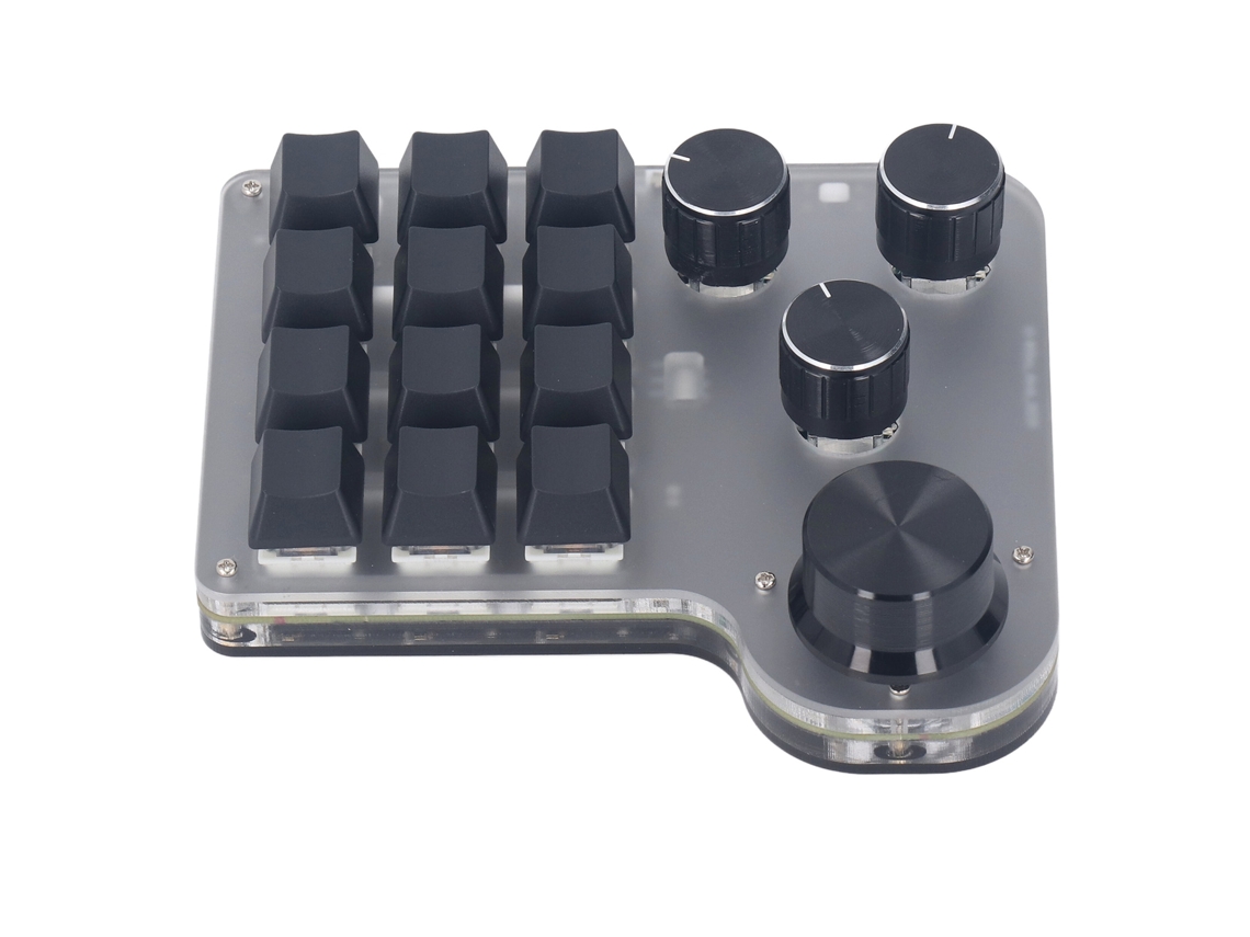 Teclado Mecânico Gaming Mini Macro Usb C Bt 2.4g 3 Modos 12 Teclas 4 Botões Switch Azul Rgb Led Programável