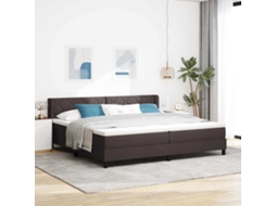 Vidaxl Cama Box Com Cabeceira Manual Marrom Escuro 200 X 200 Cm Tecido