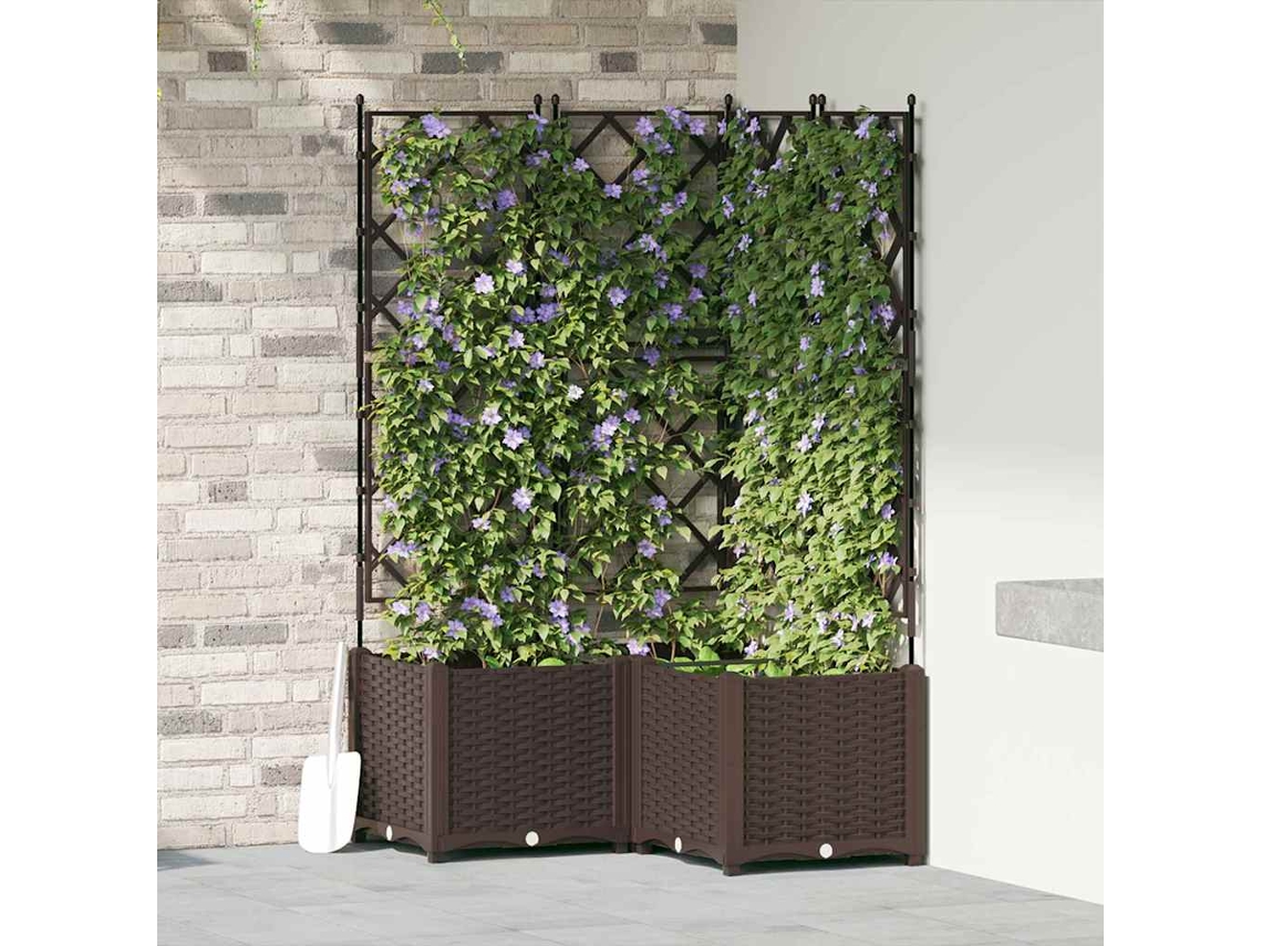 Vidaxl Vaso De Jardim 3 Unid. Castanho 80 X 80 X 143 Cm Pp