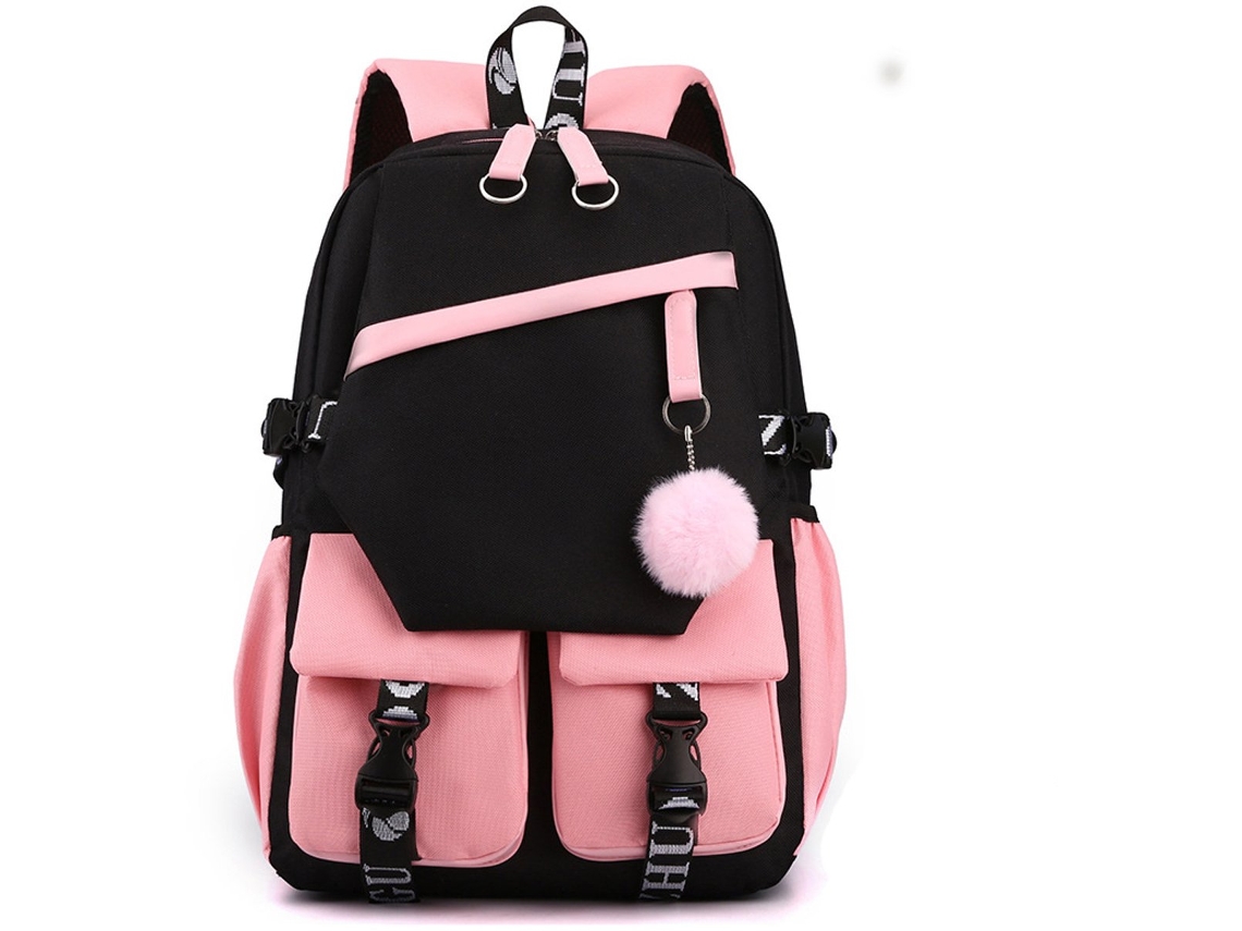 Mochila Escolar, De 15,6 Polegadas, Adolescentes, Preta E Rosa, Meninas, Meninos