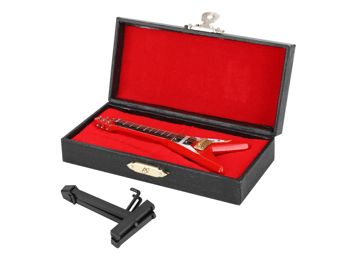 Ornamento de Guitarra Mini V Vermelho 10cm Presente Worten