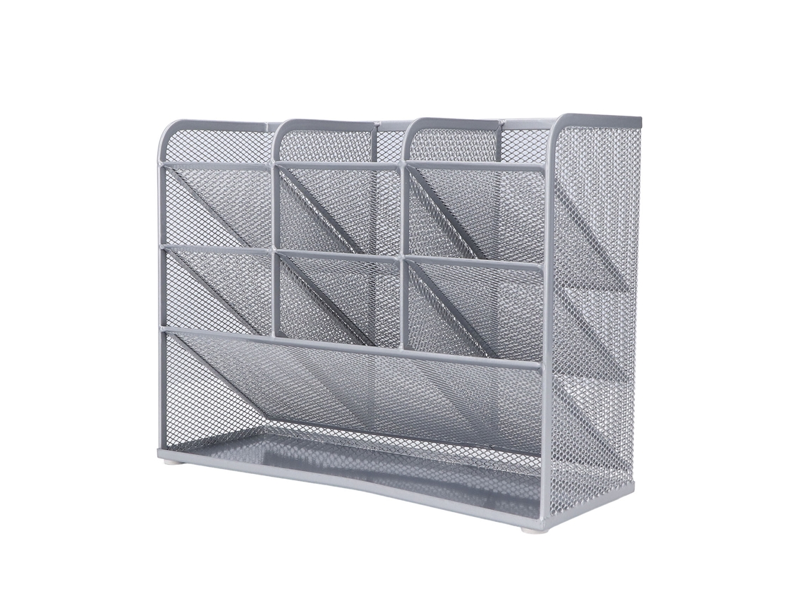 Organizador de Canetas de Malha com 9 Compartimentos, Espaço Amplio, Design Inclinado de 45°, Portaminas Multifuncional para Escritório e Lar