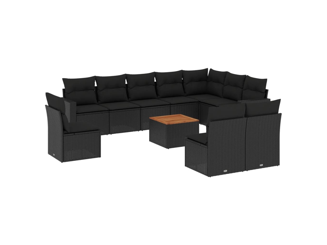 Garden Sofa Set, Garden Sofa Sets Vidaxl Preto Rattan / Vime (n/a)