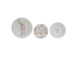 Conjunto de 18 Peças de Porcelana para Jantar, Rosa Amêndoa, 27x27x2cm ALEXANDRA HOUSE LIVING