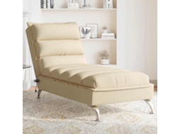Vidaxl Chaise Lounge De Massagem Com Almofadões Tecido Creme