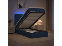 Vidaxl Cama Ottoman Com Colchão E Led Azul 90 X 190 Cm Tecido
