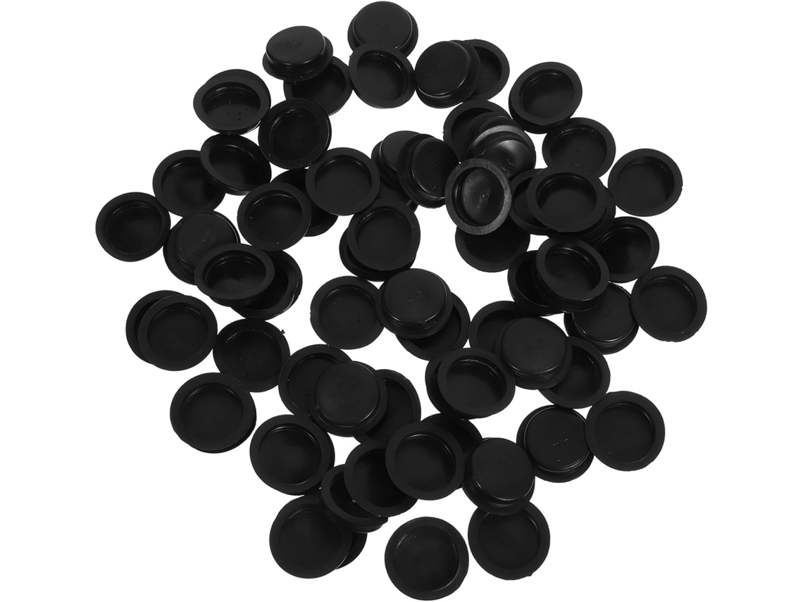 Conjunto De 50 Peças Tampas Redondas Pretas Em Pvc Para Cofrinho