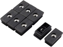Ruilogod Tubo Retangular Ajustável De Plástico Para Mesa E Cadeira, 40x 20mm, 8 Unidades