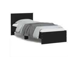 Estrutura de Cama com Cabeceira 90x200 cm Derivados Madeira Preto MAISON EXCLUSIVE (90x200 cm)