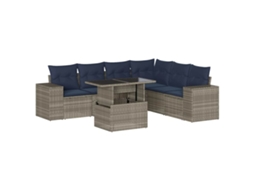 Conjunto de Sofá de Jardim, 7 Peças, Almofadas, Rattan Cinza MAISON EXCLUSIVE