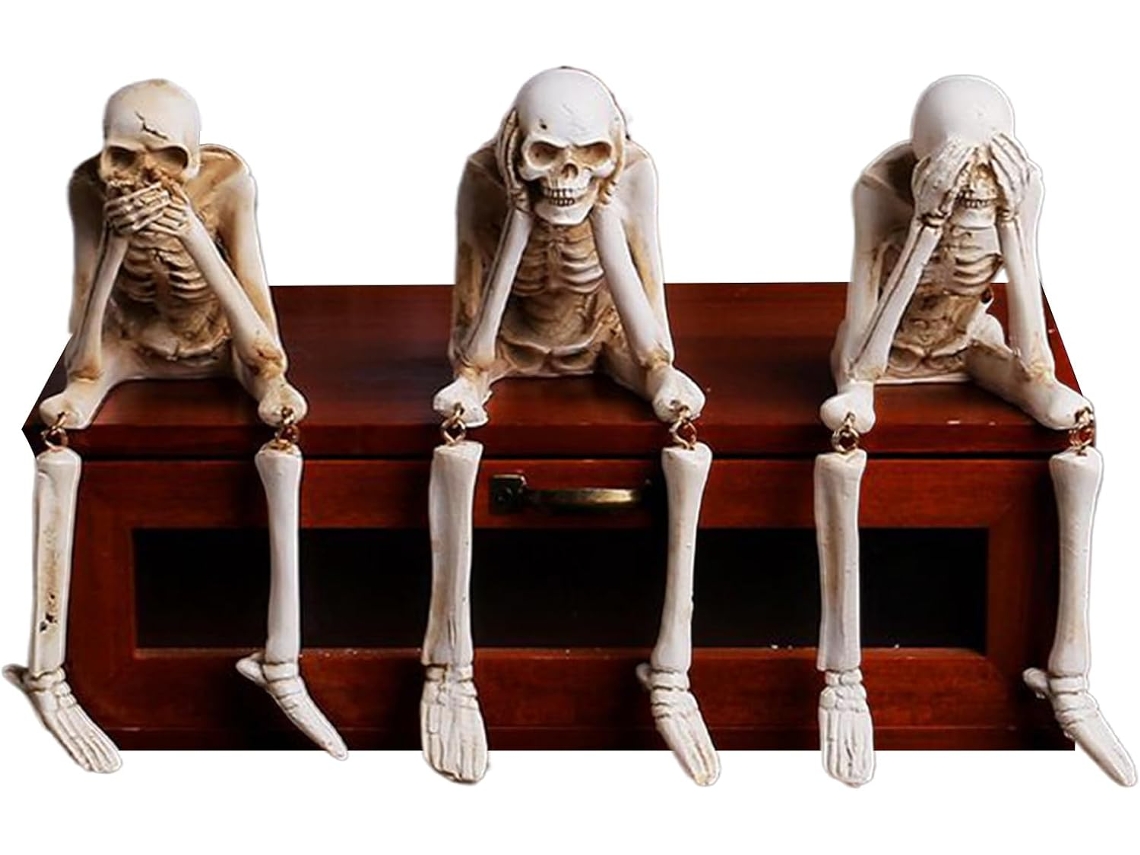 Conjunto De 3 Peças De Decoração De Halloween Com Esqueletos