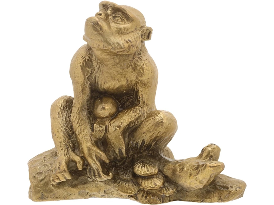 Estátua De Macaco Em Latão Para Decoração De Casa Ou Escritório. Ornamento De Metal. Estátua De Macaco Em Latão Para Decoração De Casa Gokoco
