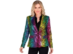 Fantasia de festa ou jaqueta multicolorida com estampa de leopardo animal para mulheres