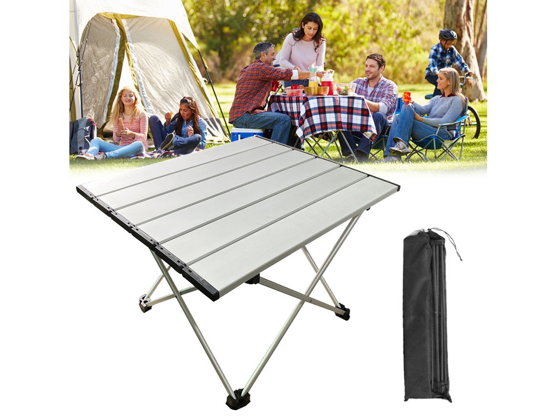 Mesa de Camping de Liga de Alumínio Rolátil Anti derrapante