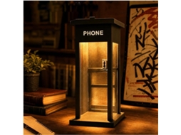 Luminária de mesa vintage para cabine telefônica, luminária retrô com luz LED quente, mini luminária de mesa clássica.