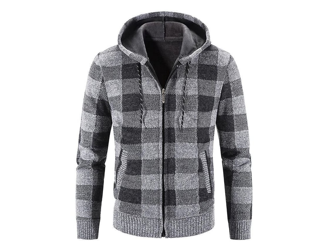 2026 chaqueta com Capuz de Quadros Grossa para Homens Mystdiy de Tecido Grosso e Estilo Solto