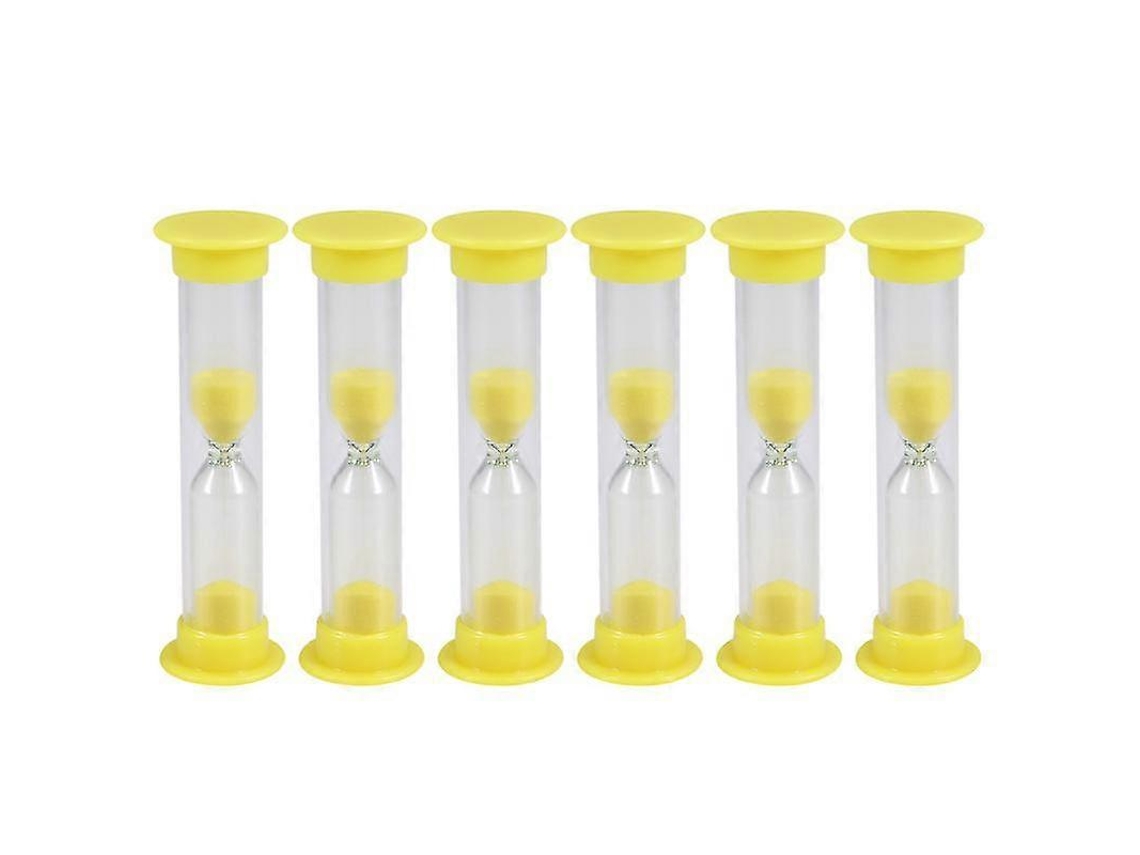 Ampulheta De Plástico 3 Minutos, 6 Unidades, Mini Ampulheta Para Crianças, Cronômetro Para Escovação, Relógio De Areia Infantil(amarelo)