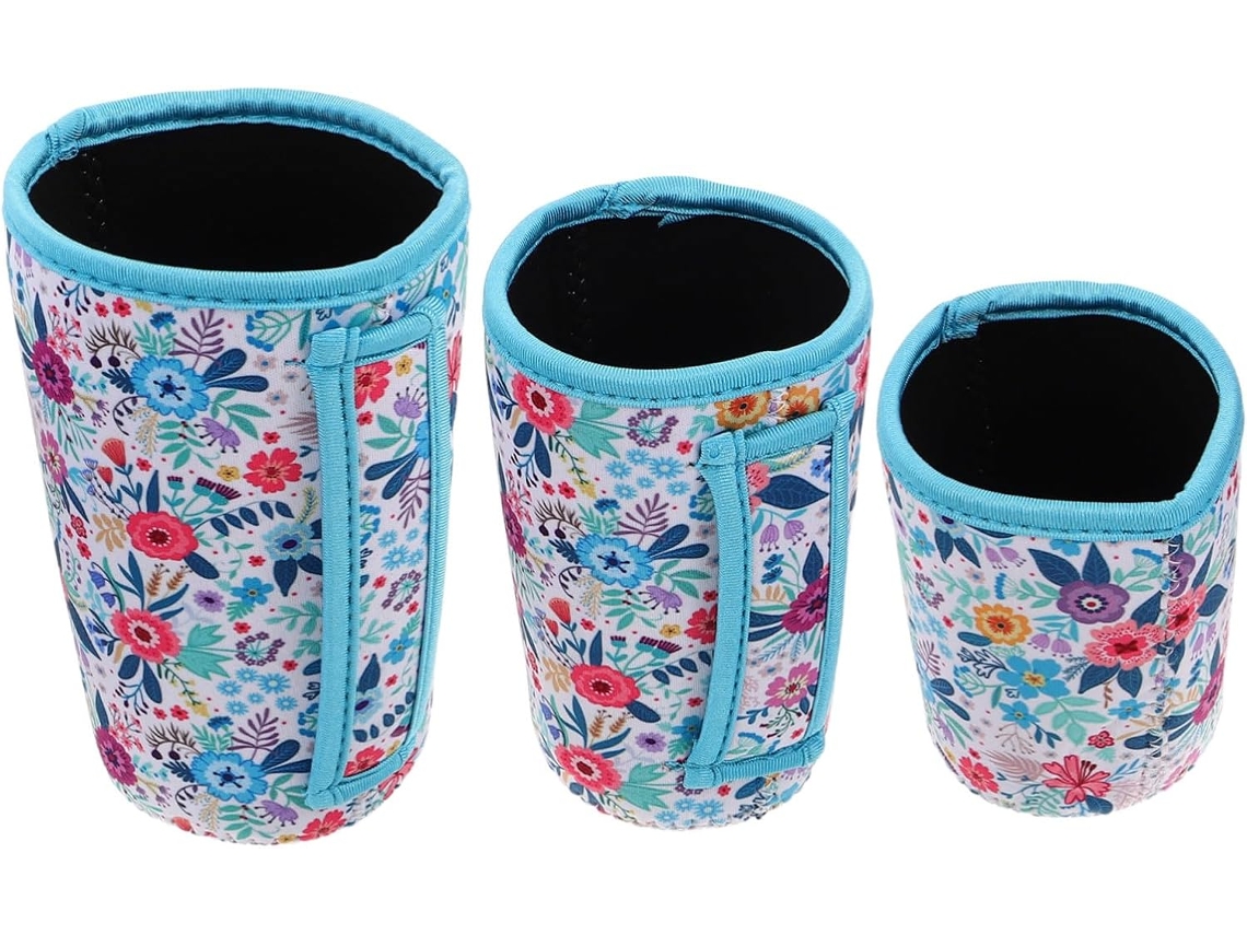 Conjunto De 3 Copos Reutilizáveis Com Alça Térmica Para Café Gelado E Proteção Contra Calor.