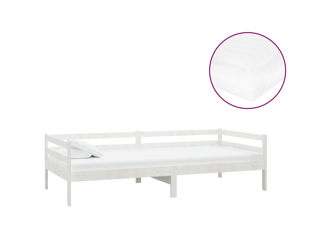 Sofá cama com Colchão 90x200 Cm Pinho Maciço Branco MAISON EXCLUSIVE