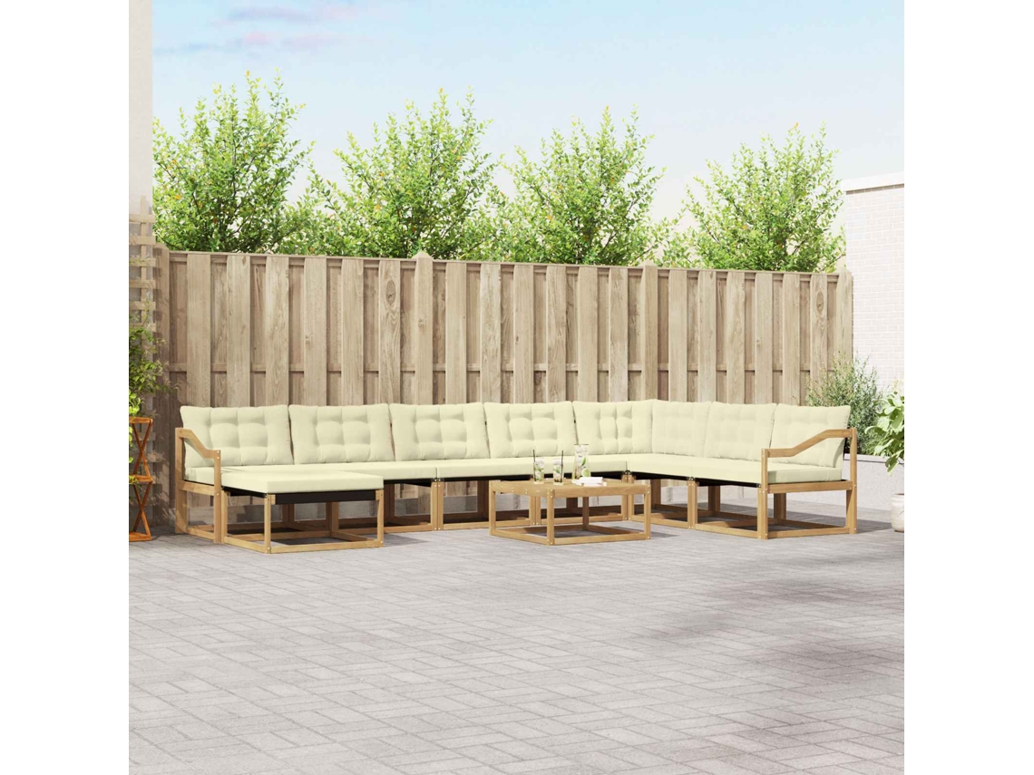 Vidaxl Conjunto De Sofás Para Exterior 9 Pcs Branco E Creme
