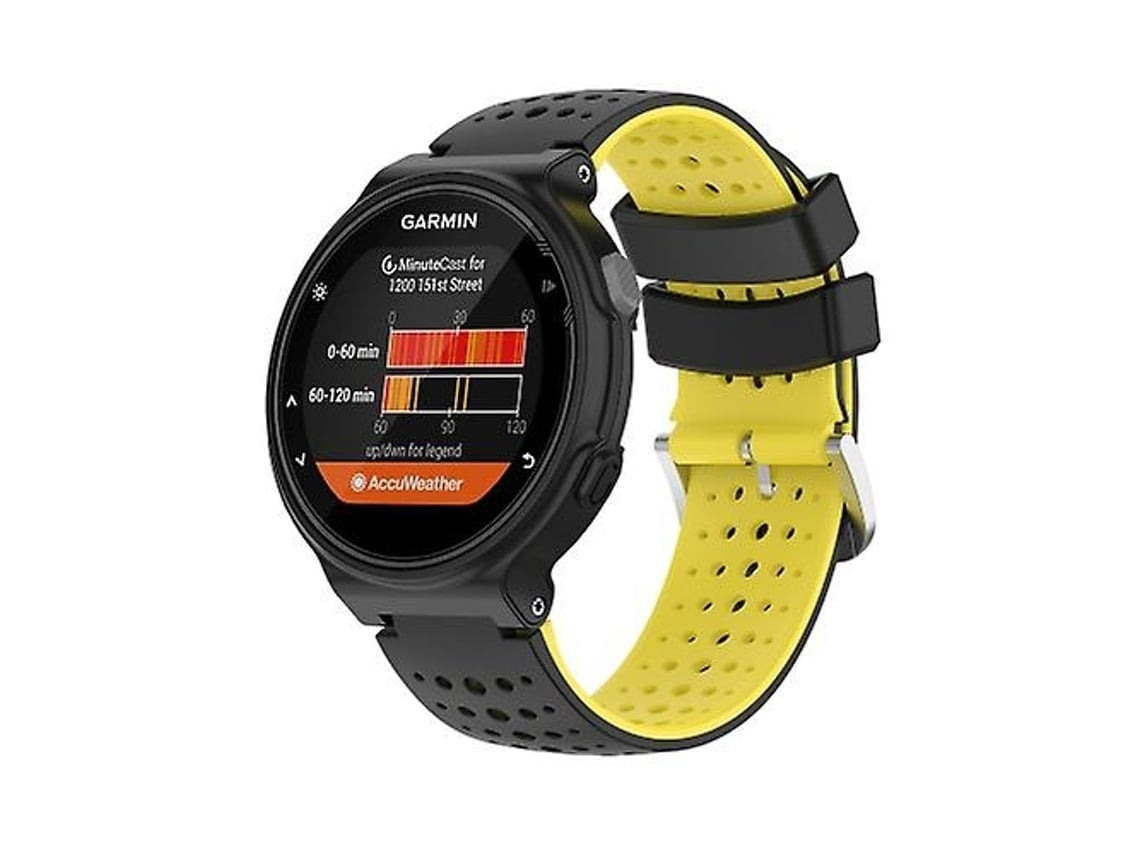Pulseira Esportiva De Silicone Garmin Forerunner 235 Lite, Bicolor, Preta E Amarela.