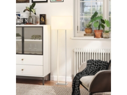 Abajur de Chão Contemporâneo com 3 Modos de Luz, Acionamento por Pedal e Intensidade Regulável, Design em Linho na Cor Branca