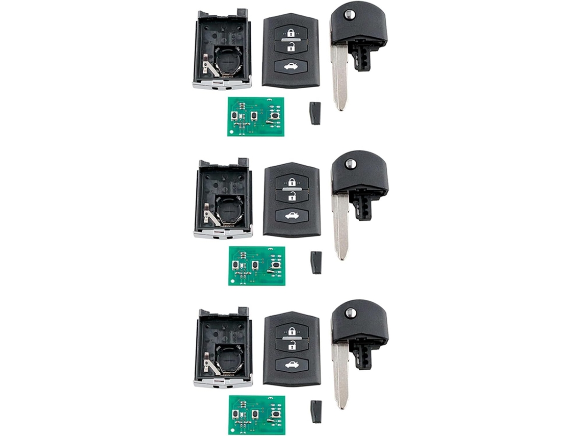 3 Chaves Inteligentes para Carro com 3 Botões, Chip 63 e 80 Bits, Compatíveis com Rx8, Mx5, 2, 5 e 6 SFUSHOS