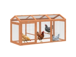 Galinheiro com poleiro, portas duplas, madeira e metal, para 4 galinhas, laranja, 156x70,5x84cm S/MARCA