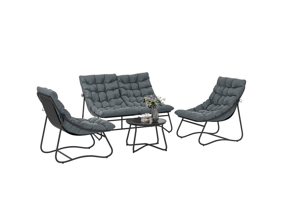 Conjunto Jardim 4 Peças,almofadas 8cm,textilene,zinco PENGJIANG SHOP