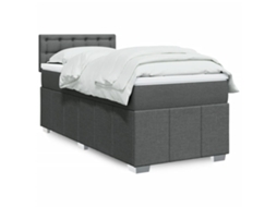 Vidaxl Cama Com Molas/colchão 90x190 Cm Tecido Cinza-escuro