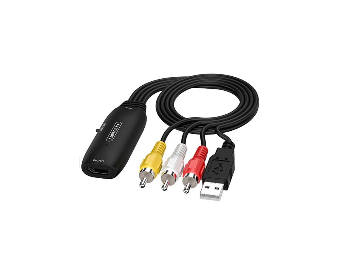 Cabo Conversor Av para Hdmi Adaptador Rca Composto com Alimentação Usb AQUAFORGE