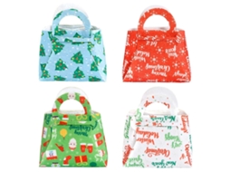 Conjunto de 4 Sacolas Presente Reutilizáveis ​​de Natal, Natal com Alças, Dobráveis para Doces, Compr GOKOCO