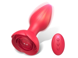 Vibrador Anal de Silicone À Prova D'Água de Controle Remoto com 10 Modos para Adultos Vermelho 