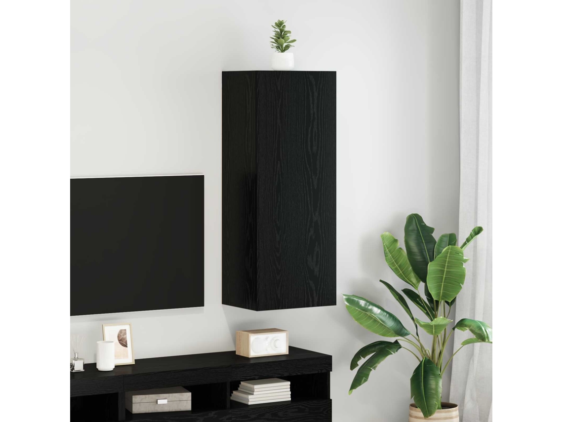 Vidaxl Armário de Tv de Parede Carvalho Preto 40,5 X 30 X 102 Cm