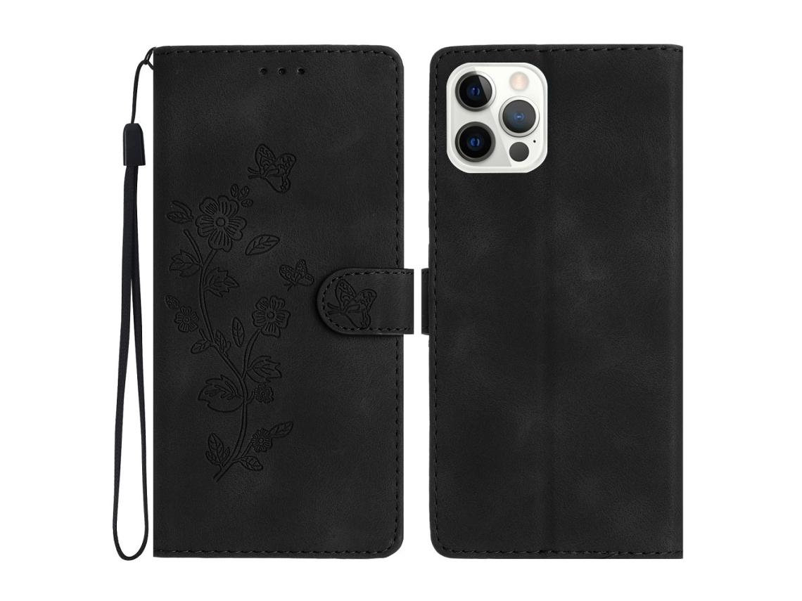 Capa Em Couro Pu Preto Para Apple Iphone 16 Pro Max