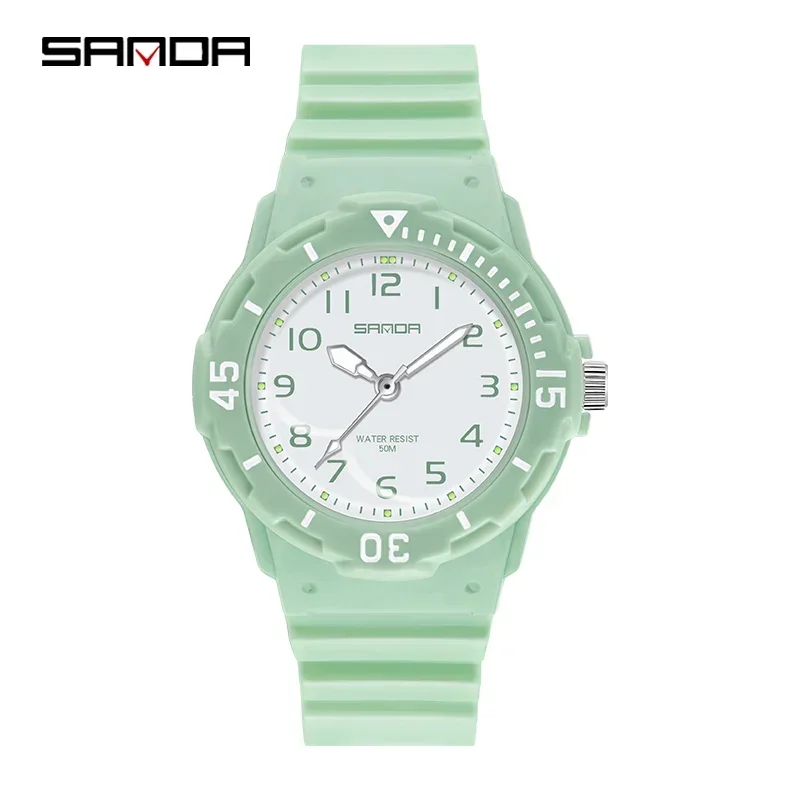 Relógio Feminino MDUG resistente à água até 50 metros, pulseira de Tpu, verde
