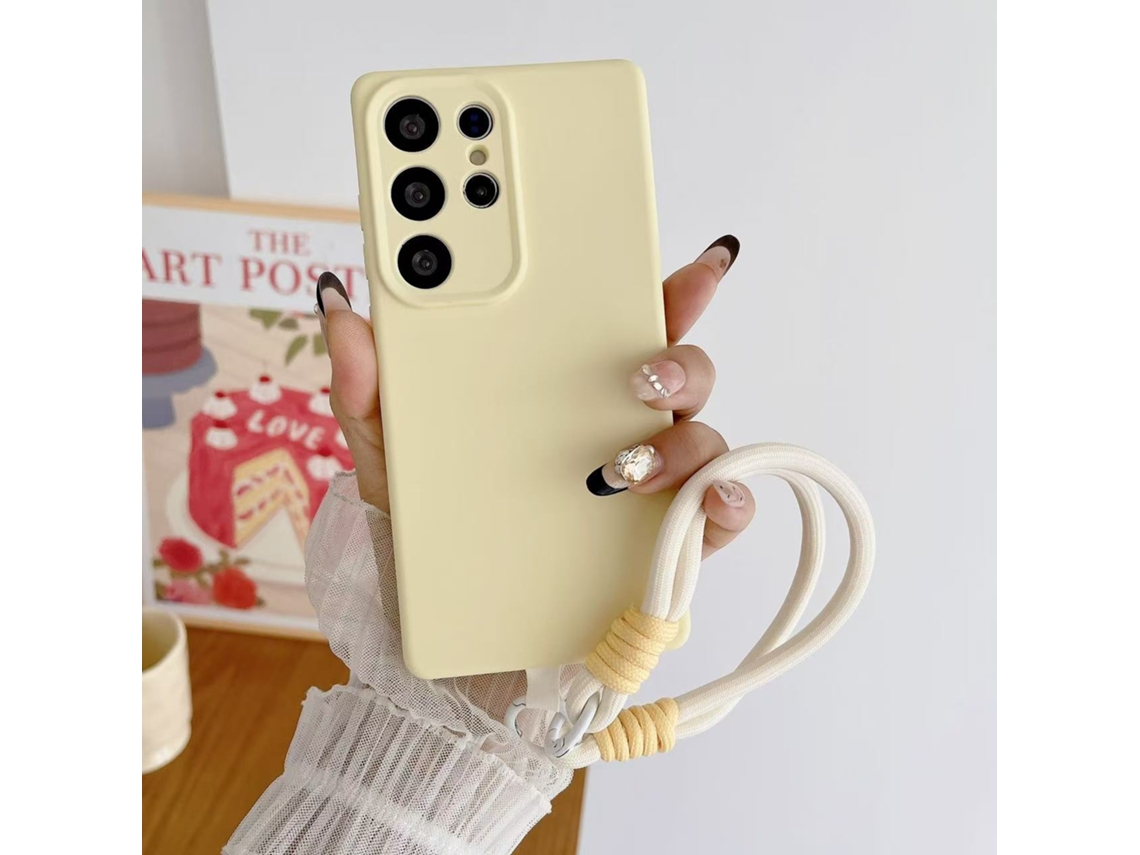 Ryi_pulseira De Silicone Macio Com Proteção Fosca À Prova De Choque, Cor Doce, Compatível Com S22 S24 Ultra Plus, Capa Para Celular, Amarelo Claro