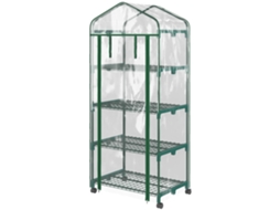 Estufa Vertical 69x50x165cm De Plantas Com 4 Prateleiras Em Aço E Pvc Verde.