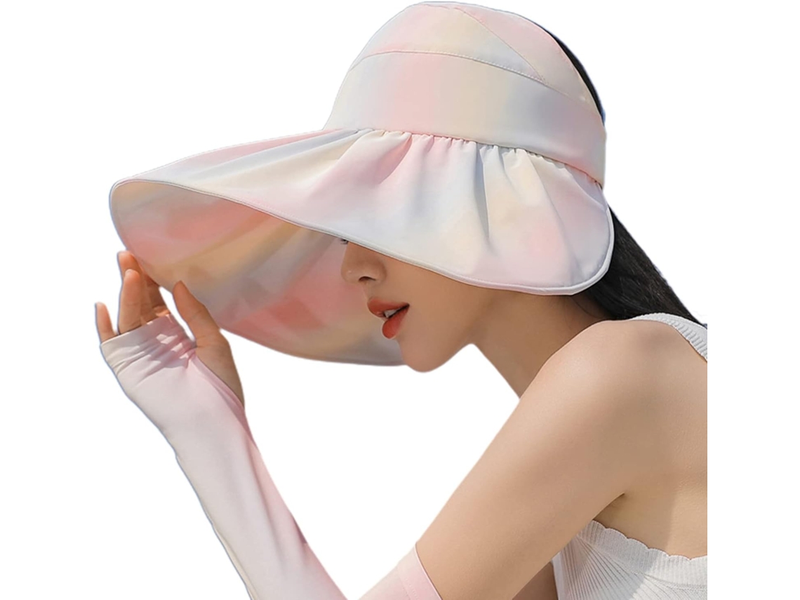 Chapéu alto elegante, com aba longa e sem cobertura, item essencial para a primavera e o verão.