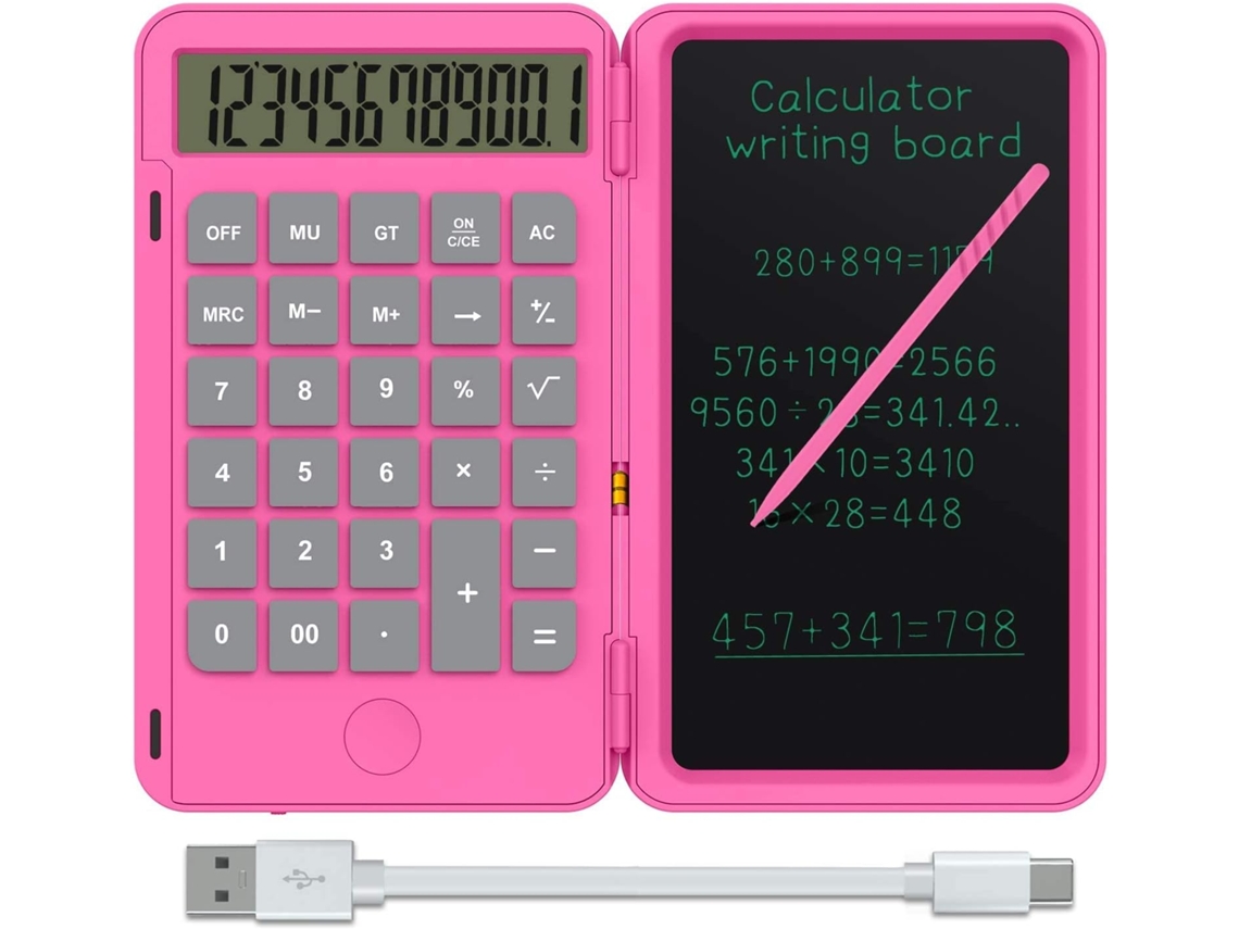 Calculadora Recarregável Da Moda Com Ecrã Lcd De 6,7 Polegadas, Alimentação Por Bateria, Cor Rosa