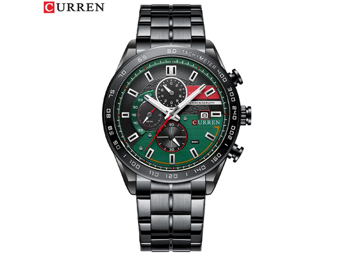 Relógio MDUG quadrado com pulseira de aço, em dois tons de verde ou branco