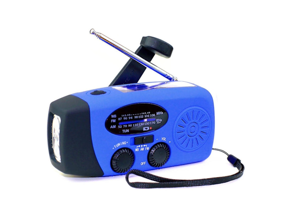 Rádio/lanterna com Bateria Solar, 2000mah, Azul AQUAFORGE