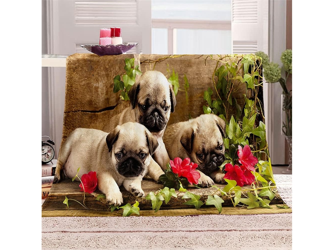 Manta de Flanela Fansu Estampa 3d Cachorro Colcha Microfibra Macia e Fofa para o Inverno Ideal Cama Ou Sofá Ad